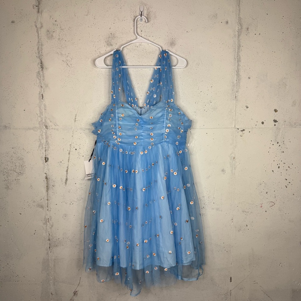 Unique Vintage Lightweight Mesh Embroidered Daisy Flare Dress New NWT 2X